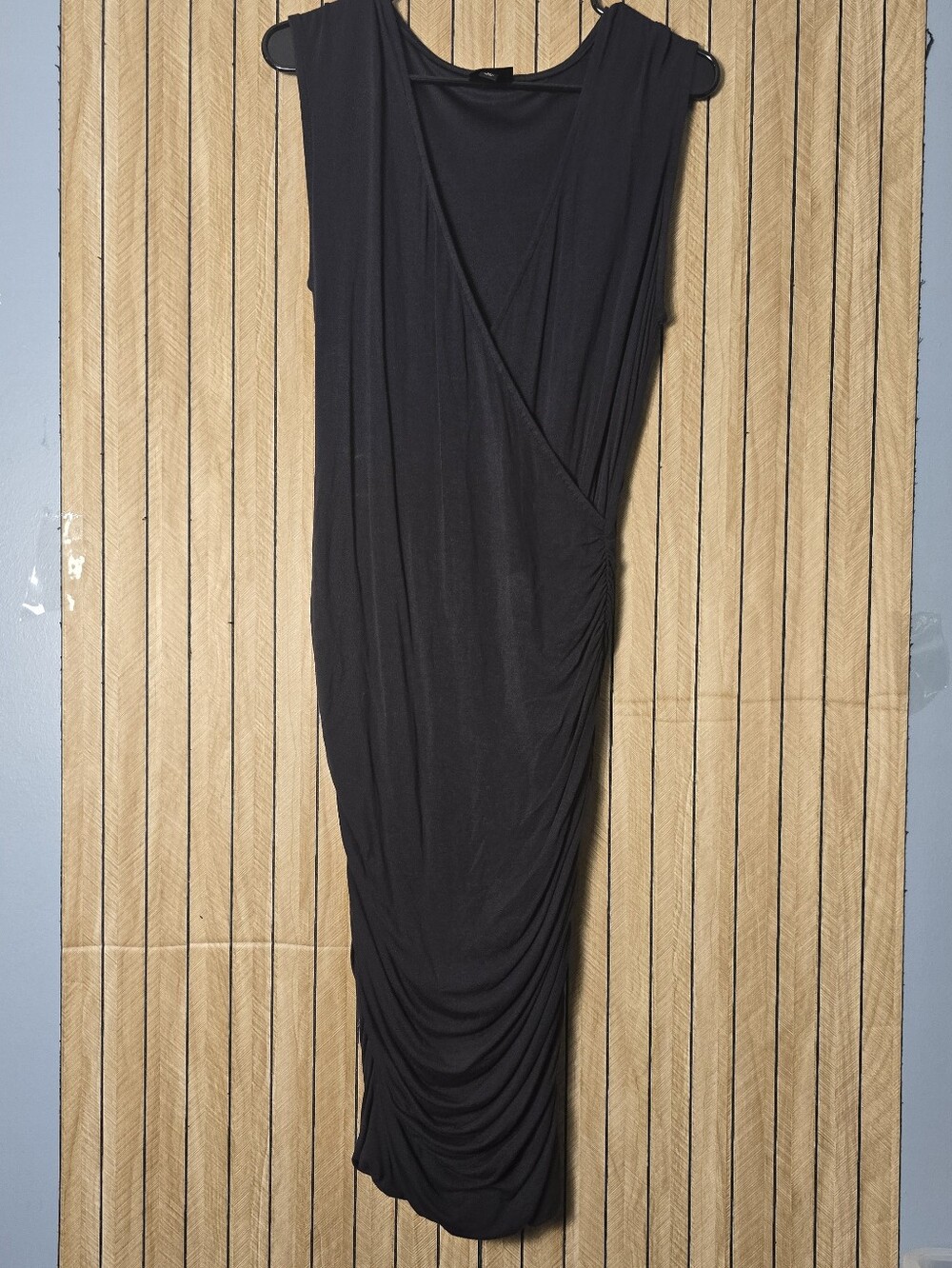Wilfred Black Ruched Draped Maxi Dress